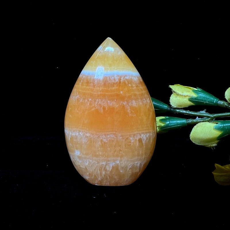 Yellow Banded Calcite Polished Flame