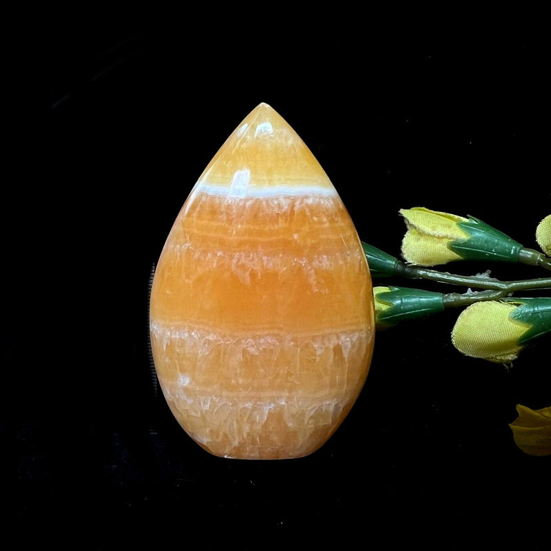 Yellow Banded Calcite Polished Flame