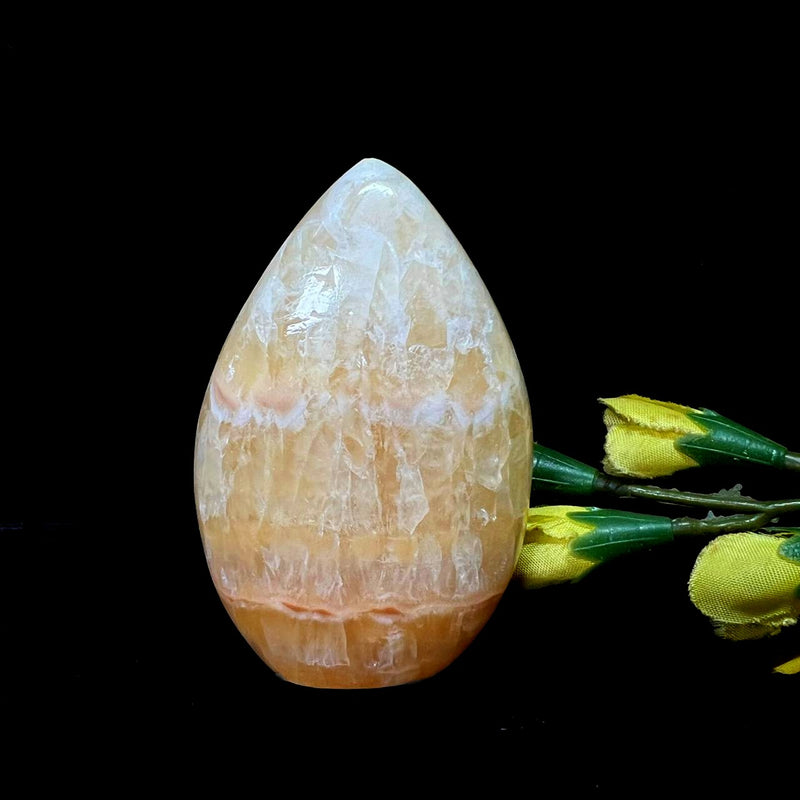 Yellow Banded Calcite Polished Flame