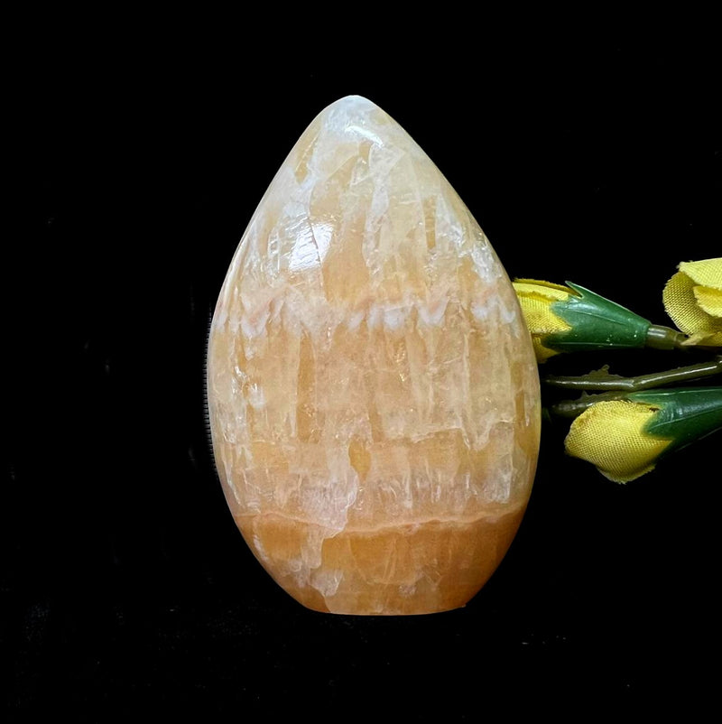 Yellow Banded Calcite Polished Flame