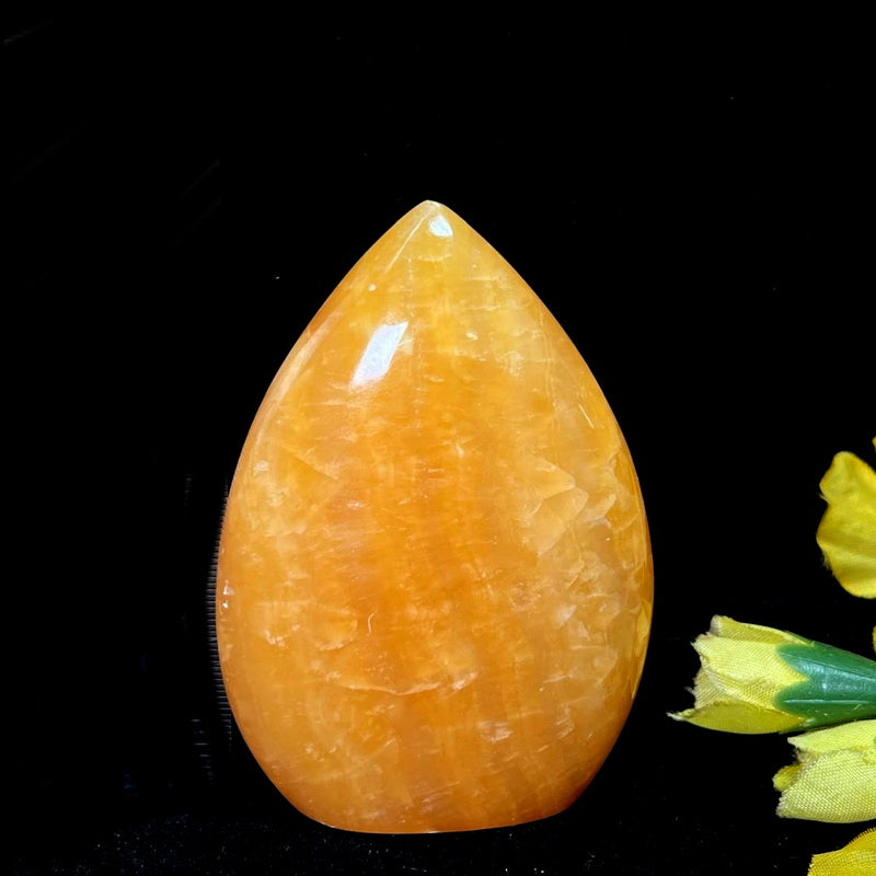 Yellow Banded Calcite Polished Flame