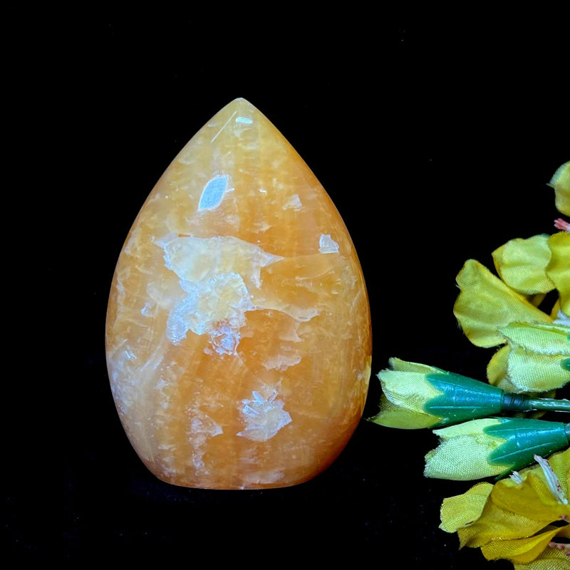 Yellow Banded Calcite Polished Flame