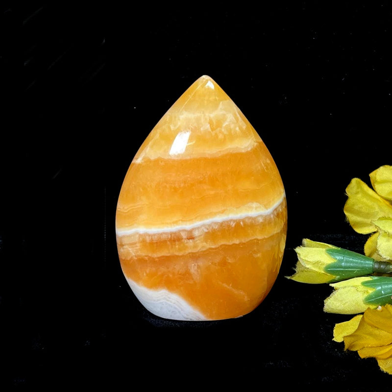 Yellow Banded Calcite Polished Flame