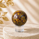 Fruit Jasper sphere by Talk to Crystals, featuring a unique natural healing crystal for tranquility, protection, inner strength, balance, and Root Chakra healing in India.