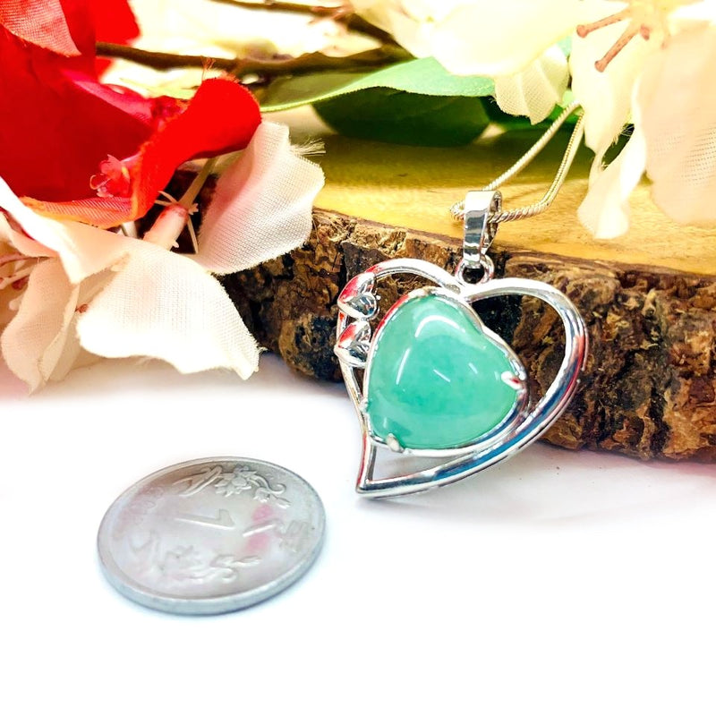 Green Aventurine Heart shaped Pendants (Luck & Love)
