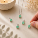 Green Chalcedony silver pendant by Talk to Crystals featuring natural gemstone jewellery for emotional balance, compassion, optimism, confidence, Heart Chakra healing, and harmonious relationships in India