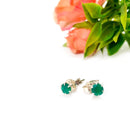 Green Onyx Stud Earrings in Silver (Unisex)