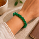 Green Onyx  Round Bead Bracelet (Attract wealth)