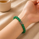 Green Onyx  Round Bead Bracelet (Attract wealth)