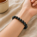 Hawks Eye / Blue Tiger Eye Round Bead Bracelet (Acceptance & Patience)