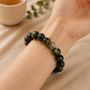 Hawks Eye / Blue Tiger Eye Round Bead Bracelet (Acceptance & Patience)