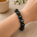 Hawks Eye / Blue Tiger Eye Round Bead Bracelet (Acceptance & Patience)