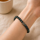 Hawks Eye / Blue Tiger Eye Round Bead Bracelet (Acceptance & Patience)