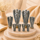 Natural Hematite angel idols by Talk to Crystals for grounding, protection, strength, stability, focus and Root Chakra healing in India