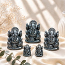 Hematite Ganesha idols by Talk to Crystals, available in various sizes, featuring natural healing crystals for grounding, protection, focus, stability, confidence, removing obstacles, and auspicious beginnings, making meaningful spiritual and housewarming gifts in India