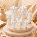 Natural Howlite angel idols by Talk to Crystals for calmness, inner peace, patience, emotional balance, restful sleep and Crown Chakra healing