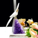 Howlite Parrot on Amethyst Cluster