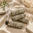 Indian White Sage Smudge Sticks Set of 4 by Talk to Crystals for energy cleansing, home cleansing, removing negative energy, attracting positive energy, meditation, smudging rituals, and spiritual practices in India