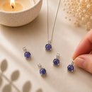 Iolite silver pendant by Talk to Crystals featuring natural gemstone jewellery for intuition, inner guidance, mental clarity, self-discovery, Third Eye Chakra healing, and spiritual growth in India