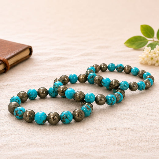 Iranian Turquoise (Firoza) & Pyrite Bracelet 100% Orignal