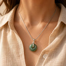 Burma Jade donut silver pendant