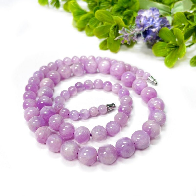 Kunzite Cascade Round Bead Necklace (Divine Love & Healing)