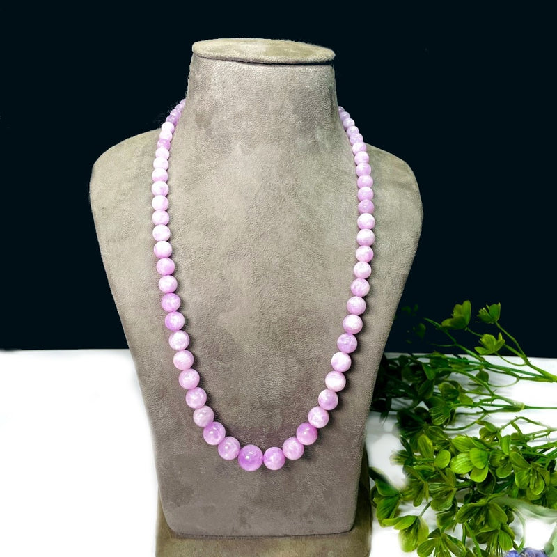 Kunzite Cascade Round Bead Necklace (Divine Love & Healing)