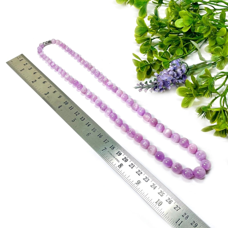 Kunzite Cascade Round Bead Necklace (Divine Love & Healing)