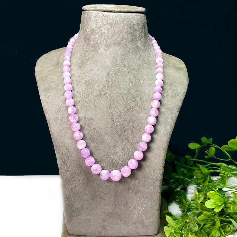 Kunzite Cascade Round Bead Necklace (Divine Love & Healing)