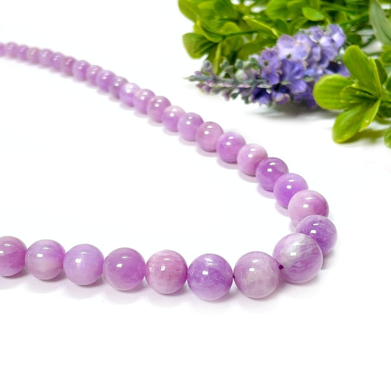 Kunzite Cascade Round Bead Necklace (Divine Love & Healing)