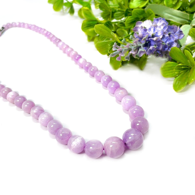 Kunzite Cascade Round Bead Necklace (Divine Love & Healing)