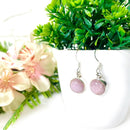 Kunzite hanging earring with silver hook