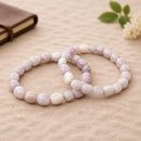 Natural Kunzite tumble stone bracelet by Talk to Crystals for self-love, compassion, emotional healing, inner peace, unconditional love and Heart Chakra healing