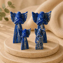 Lapis Lazuli Archangel Michael idol with spread wings, symbolizing angelic protection, courage and life purpose, with Lapis associated with truth, wisdom, self-worth and spiritual awareness.