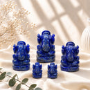 Lapis Lazuli Ganesha idols by Talk to Crystals, available in various sizes, featuring natural healing crystals for wisdom, intuition, communication, confidence, and auspicious beginnings, making meaningful spiritual and housewarming gifts in India