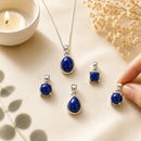 Lapis Lazuli silver pendant by Talk to Crystals featuring natural gemstone jewellery for wisdom, intuition, confidence, authentic self-expression, and spiritual insight in India.