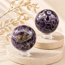 Large natural Amethyst spheres by Talk to Crystals for restful sleep, stress relief, anxiety, intuition, meditation, Crown Chakra healing and elegant crystal home décor in India