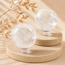 Premium Brazilian Clear Quartz (Sphatik) spheres by Talk to Crystals for clarity, energy amplification, manifestation, spiritual growth, Crown and Soul Star Chakra healing, and luxury crystal décor