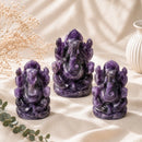 Large Amethyst Ganesha idols by Talk to Crystals, available in various sizes, featuring natural healing crystals for wisdom, intuition, protection, meditation, removing obstacles, and auspicious beginnings, making meaningful spiritual and housewarming gifts in India