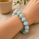 Larimar Round Bead Bracelet