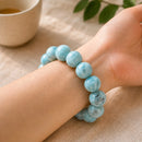 Larimar Round Bead Bracelet