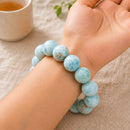 Larimar Round Bead Bracelet