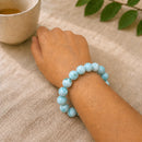 Larimar Round Bead Bracelet