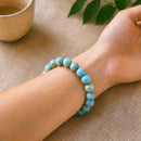 Larimar Round Bead Bracelet