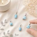 Larimar silver pendant by Talk to Crystals featuring rare Dominican Republic gemstone jewellery prized for serenity, emotional balance, feminine energy, soothing presence, and peaceful living in India