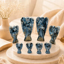 Natural Larvikite angel idols by Talk to Crystals for angelic protection, grounding, intuition, spiritual connection and Third Eye Chakra healing in sacred spaces