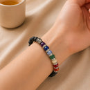 Lava with Seven Chakra Round Bead Bracelet