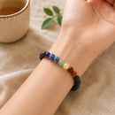 Lava with Seven Chakra Round Bead Bracelet