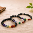 Lava with Seven Chakra Round Bead Bracelet