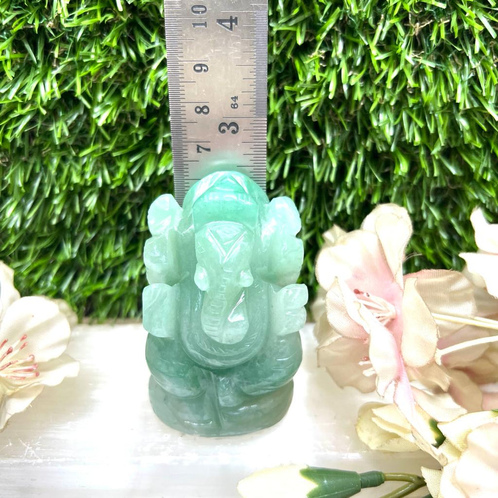 Green Aventurine Ganesha Statue , Gemstone Statue , Semi Precious , Hand carved Ganesha - store 351 GMs